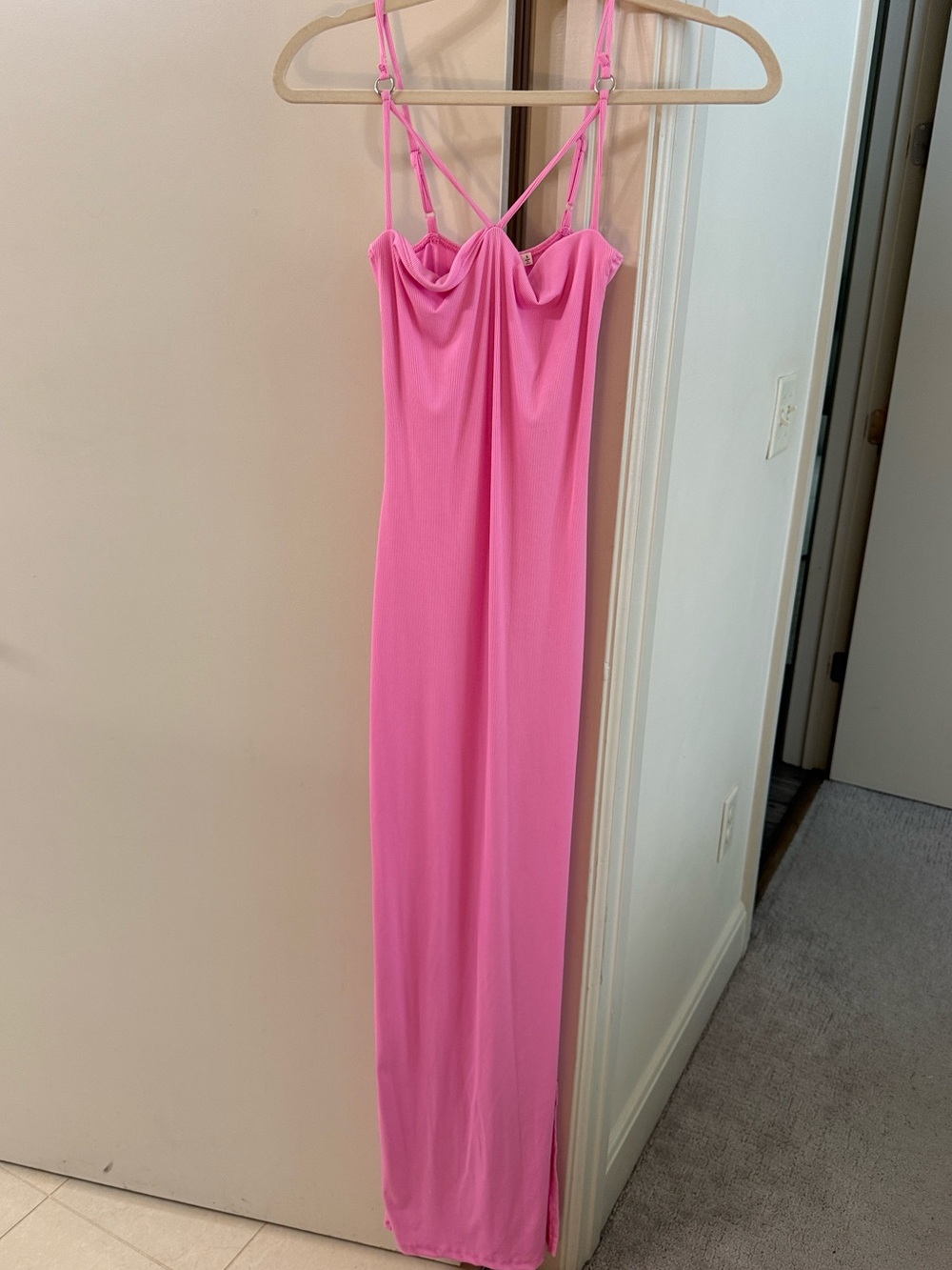 Pink Maxi Dress with Spaghetti Straps